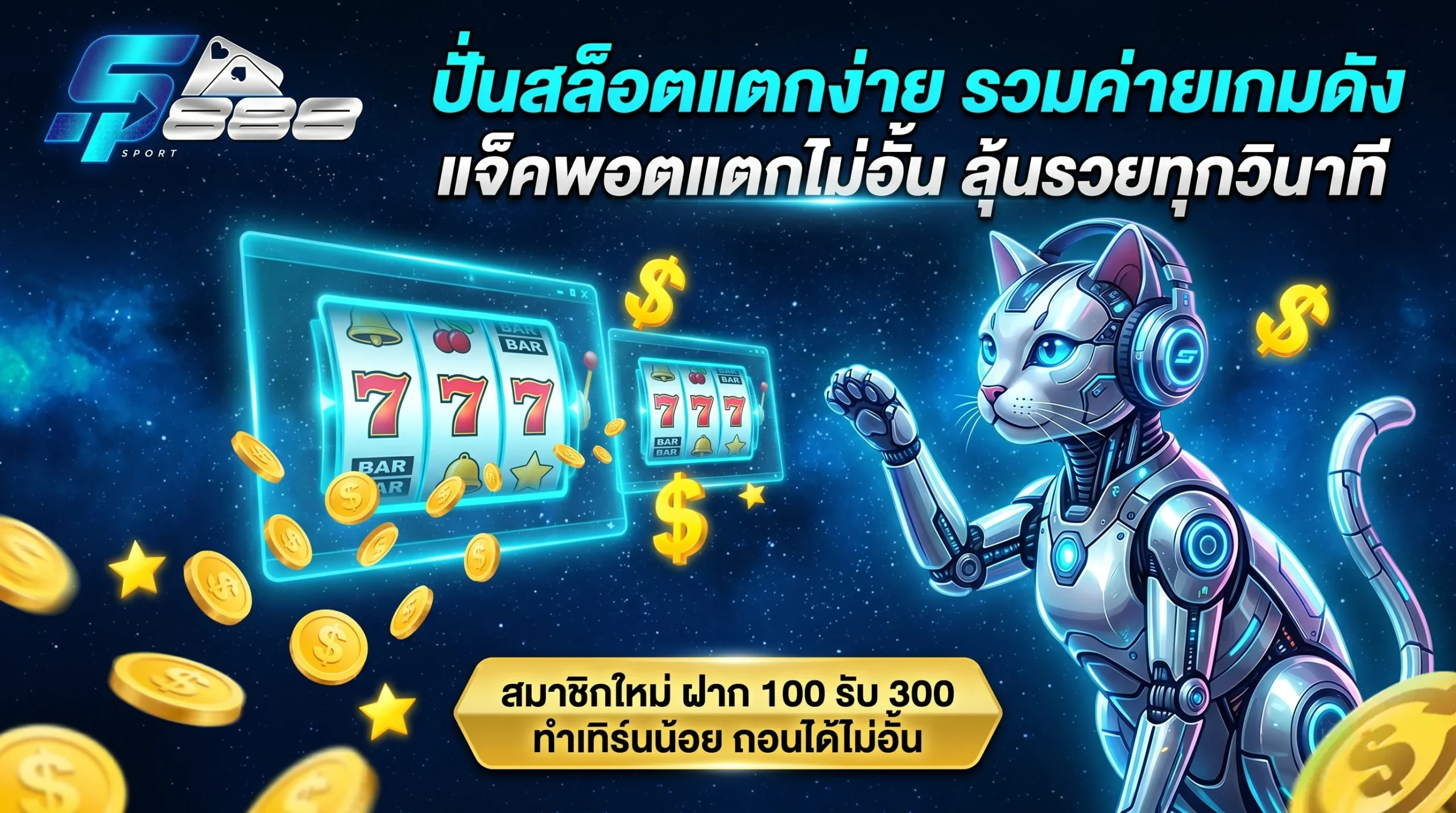 ปั่นสล็อตแตกง่าย รวมค่ายเกมดัง แจ็คพอตแตกไม่อั้น เว็บสล็อต Sp888